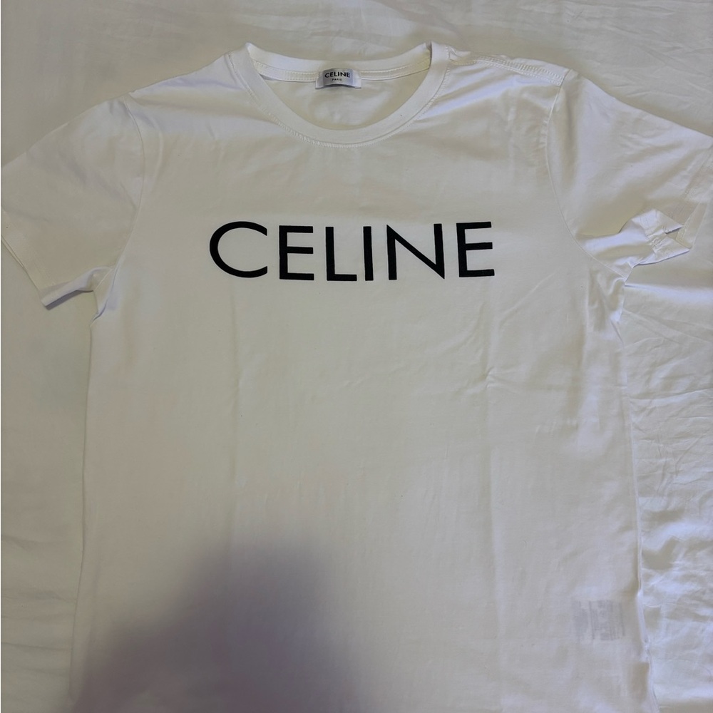 Celine Black Logo White Tee